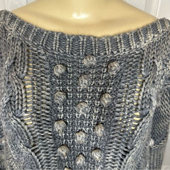 Elizabeth & James Kennedy grey/cream Pom Pom knit sweater large - Picture 6 of 8
